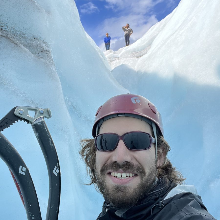 Zak Sender ice climbing in Wrangell-St. Elias National Park, Alaska